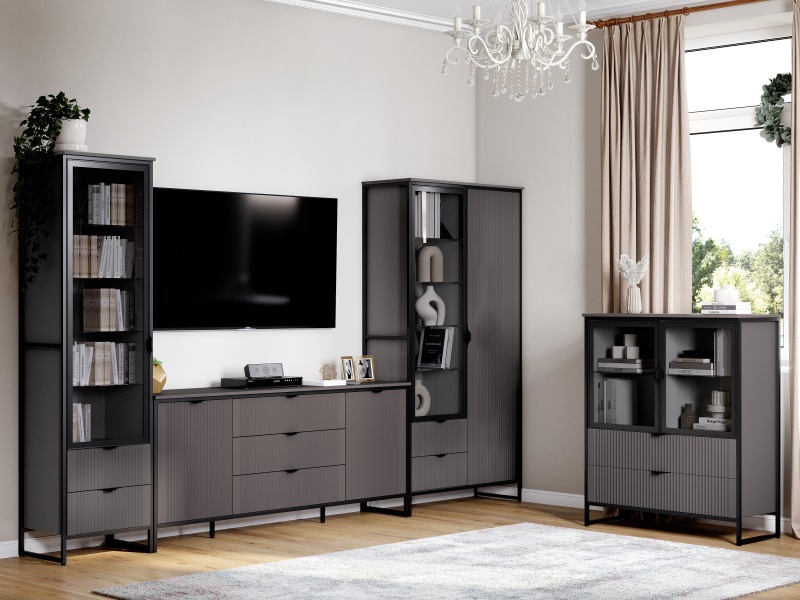 Шкаф 1 дв 2 ящ "Нора" гостиная Графит